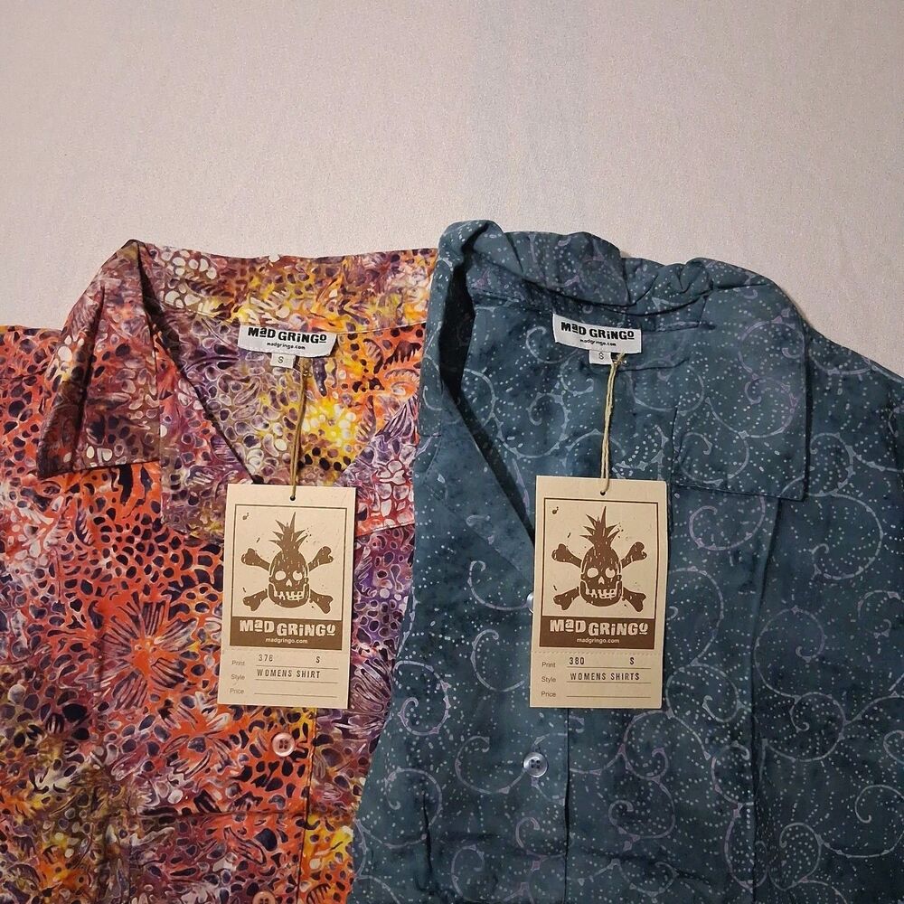 Mad Gringo Women's Lot Of 2 Small Hawaiian Shirts NEW WITH TAGS Button Up